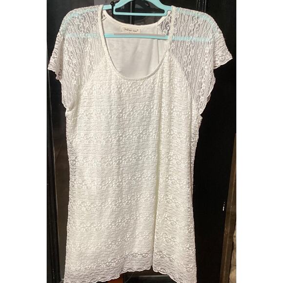 Indigo Soul Women's Lined Shirt Dress 3XL Ivory Lace Bell Sleeve - Picture 1 of 7